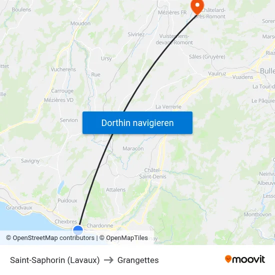 Saint-Saphorin (Lavaux) to Grangettes map