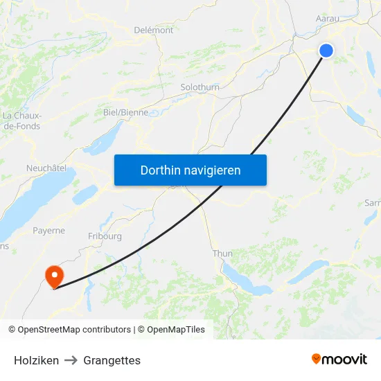 Holziken to Grangettes map