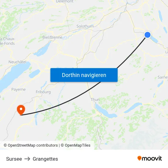 Sursee to Grangettes map
