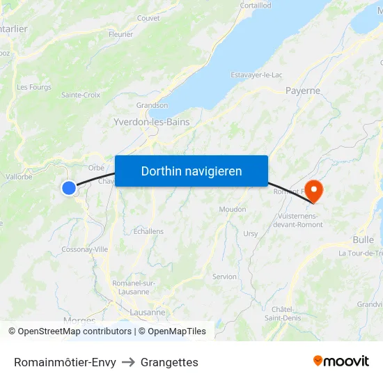 Romainmôtier-Envy to Grangettes map