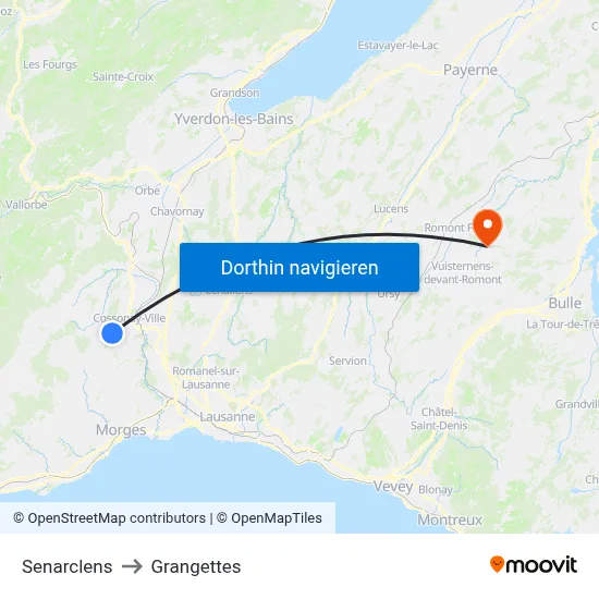Senarclens to Grangettes map