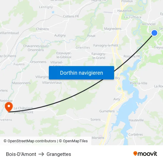 Bois-D’Amont to Grangettes map