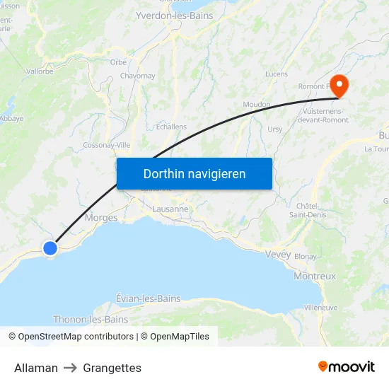 Allaman to Grangettes map