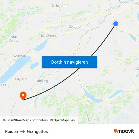 Reiden to Grangettes map
