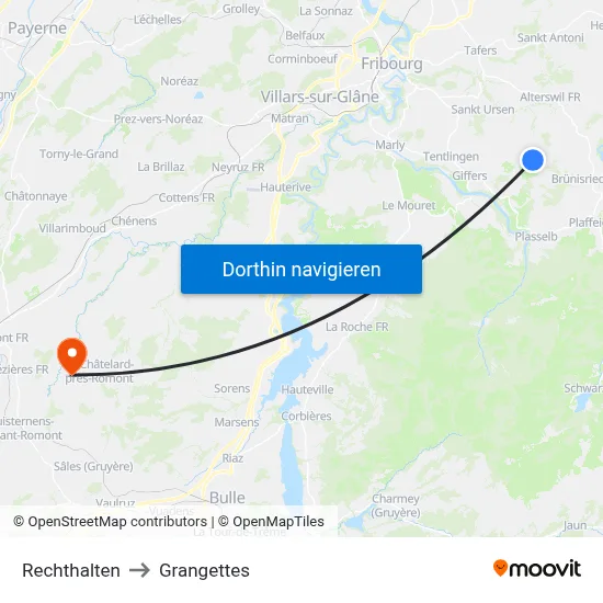 Rechthalten to Grangettes map