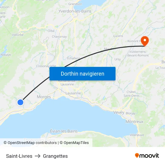 Saint-Livres to Grangettes map