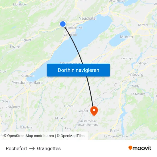 Rochefort to Grangettes map