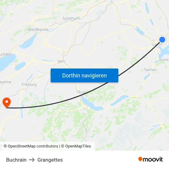 Buchrain to Grangettes map