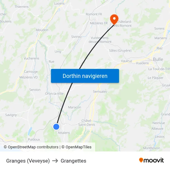 Granges (Veveyse) to Grangettes map