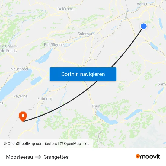 Moosleerau to Grangettes map
