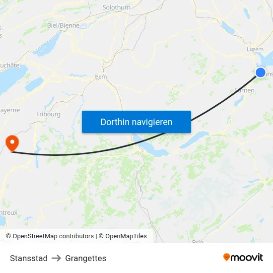 Stansstad to Grangettes map