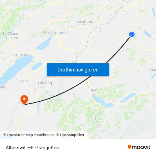 Alberswil to Grangettes map