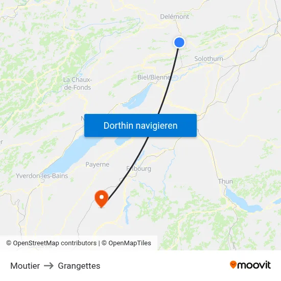 Moutier to Grangettes map