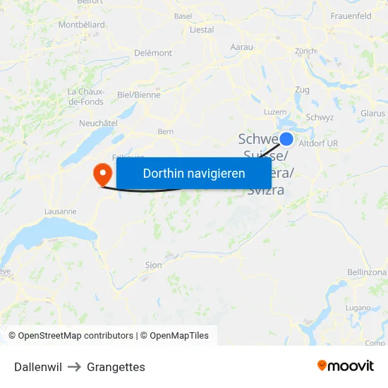 Dallenwil to Grangettes map