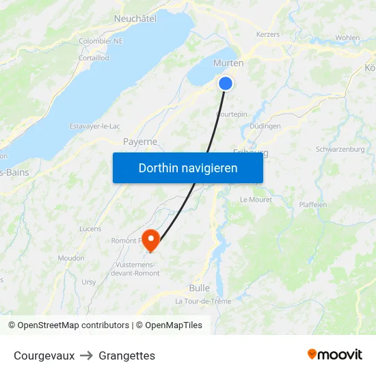 Courgevaux to Grangettes map