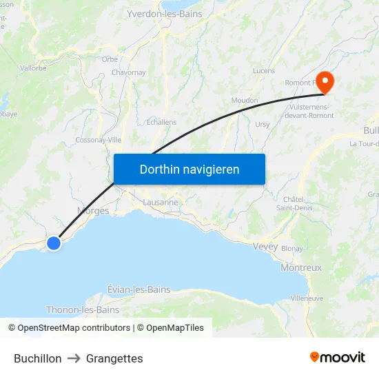 Buchillon to Grangettes map