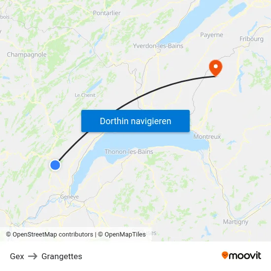 Gex to Grangettes map