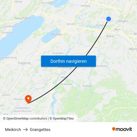Meikirch to Grangettes map