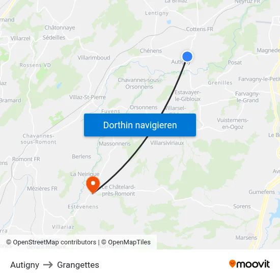 Autigny to Grangettes map