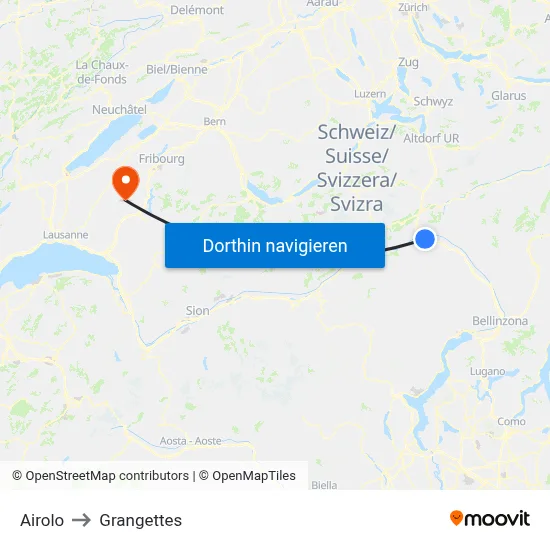 Airolo to Grangettes map
