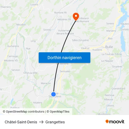 Châtel-Saint-Denis to Grangettes map