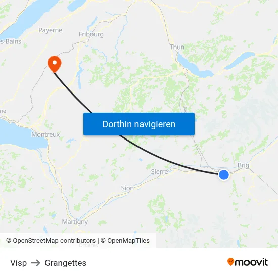 Visp to Grangettes map