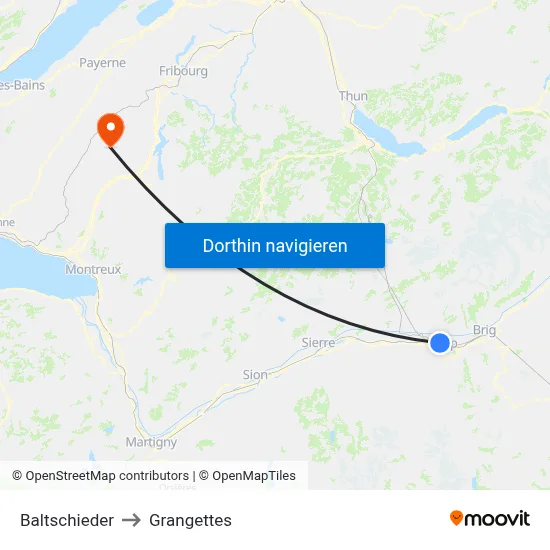 Baltschieder to Grangettes map