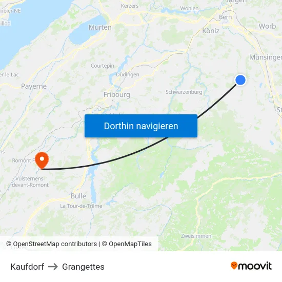 Kaufdorf to Grangettes map