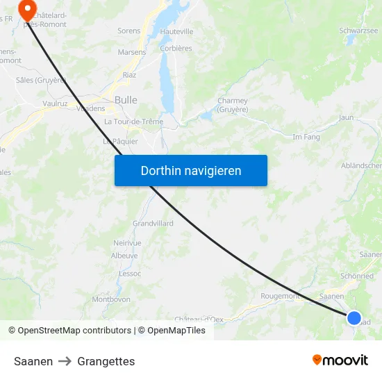 Saanen to Grangettes map