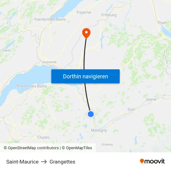 Saint-Maurice to Grangettes map