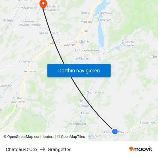 Château-D'Oex to Grangettes map