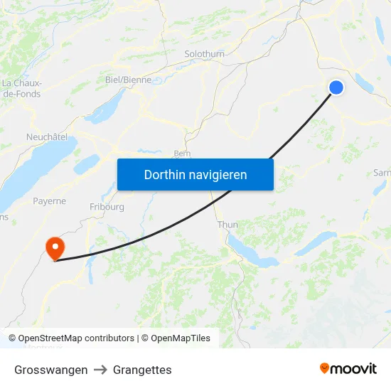 Grosswangen to Grangettes map