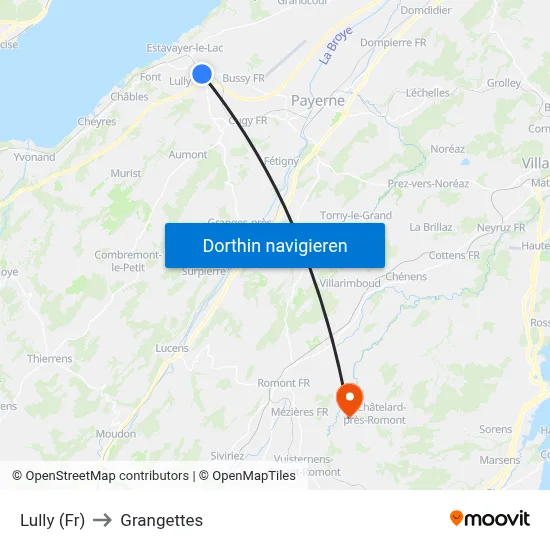 Lully (Fr) to Grangettes map