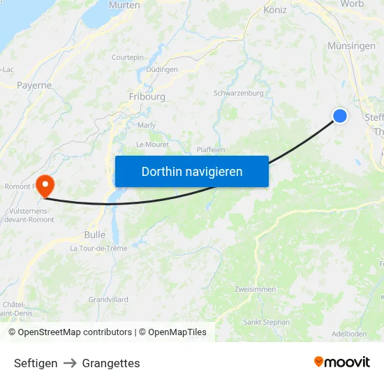 Seftigen to Grangettes map