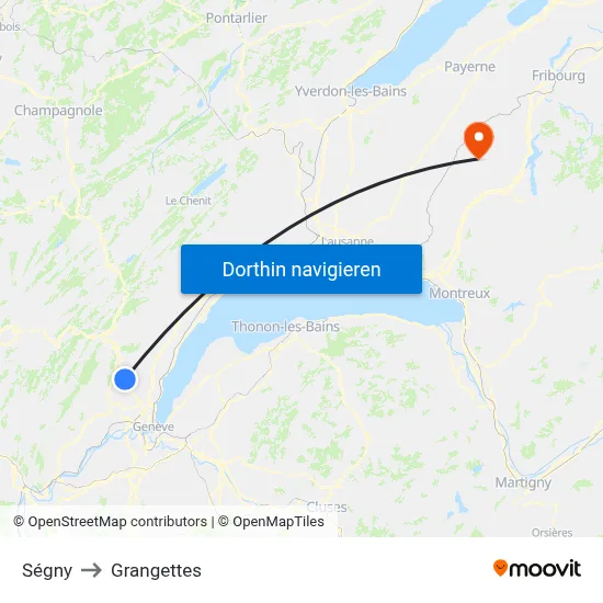 Ségny to Grangettes map
