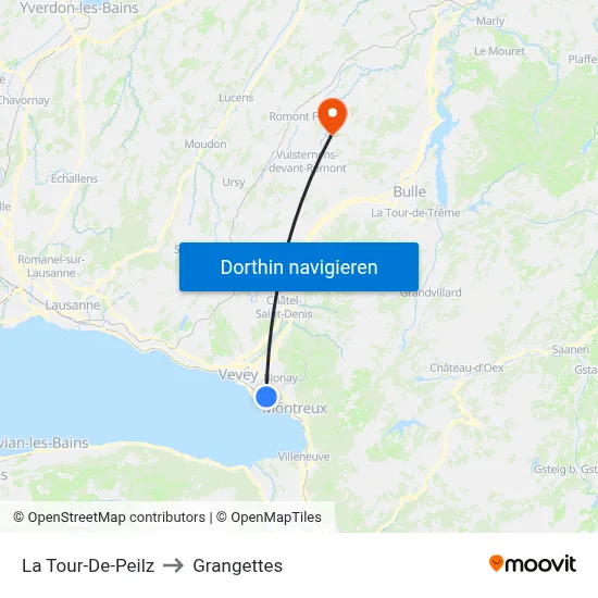 La Tour-De-Peilz to Grangettes map