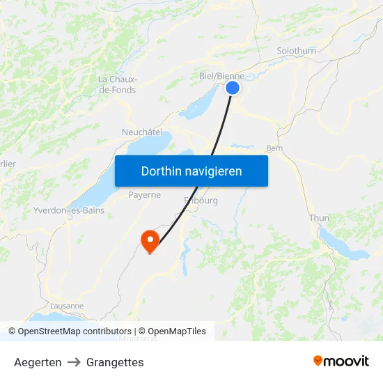 Aegerten to Grangettes map