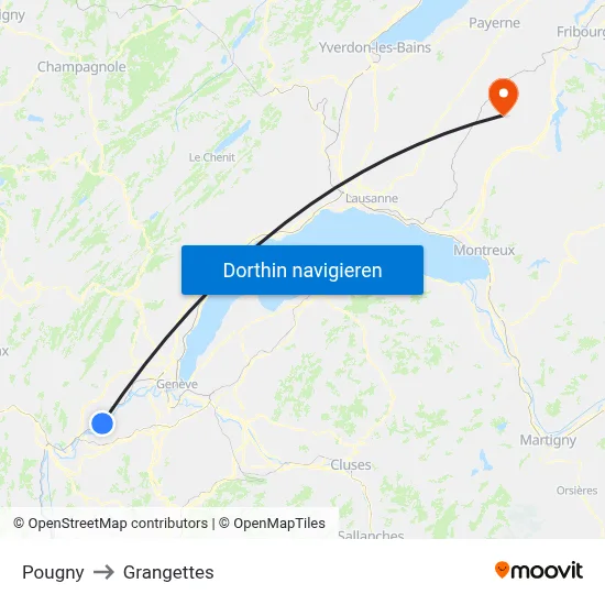 Pougny to Grangettes map