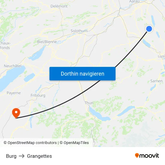 Burg to Grangettes map