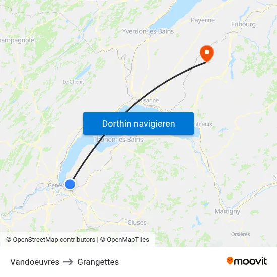Vandoeuvres to Grangettes map