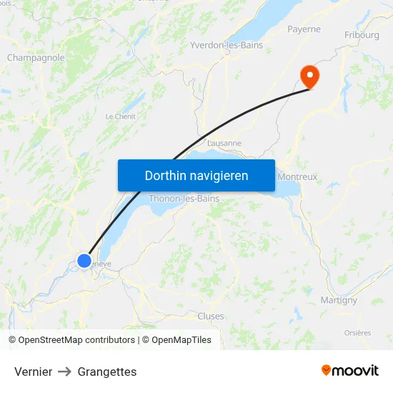 Vernier to Grangettes map