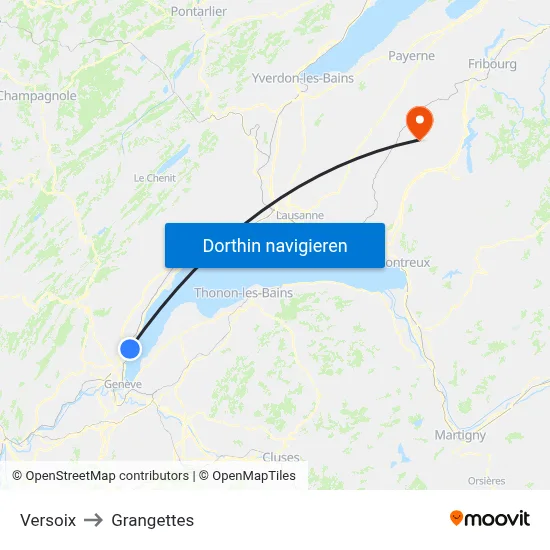 Versoix to Grangettes map