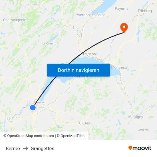 Bernex to Grangettes map
