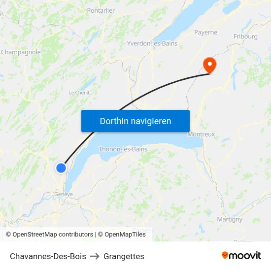Chavannes-Des-Bois to Grangettes map