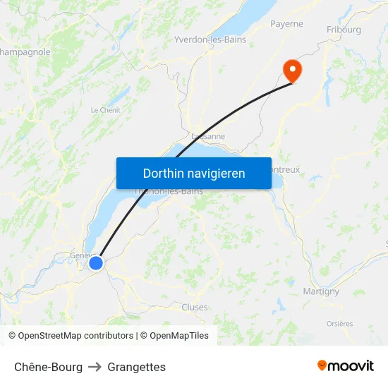 Chêne-Bourg to Grangettes map