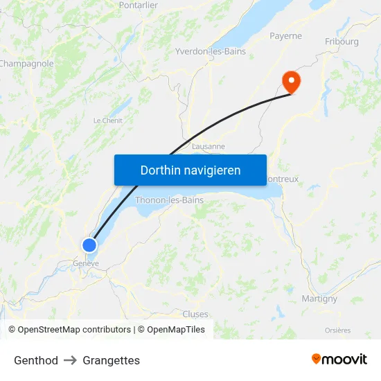 Genthod to Grangettes map