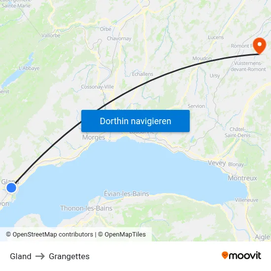 Gland to Grangettes map