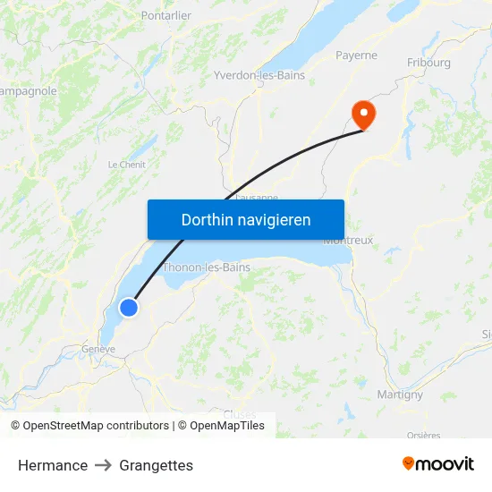 Hermance to Grangettes map