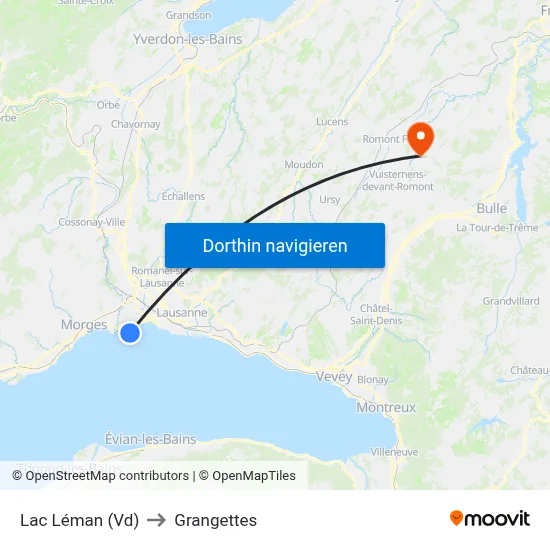 Lac Léman (Vd) to Grangettes map