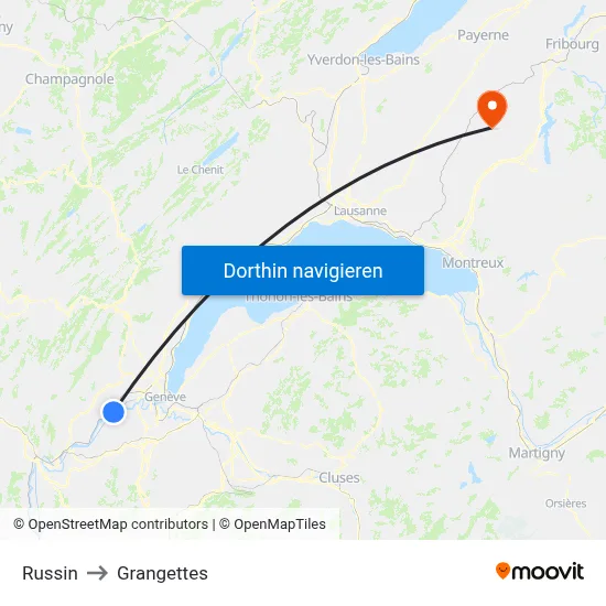 Russin to Grangettes map